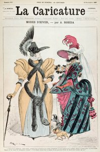 冬のファッション、「La Caricature」、1887年 作： Albert Robida
